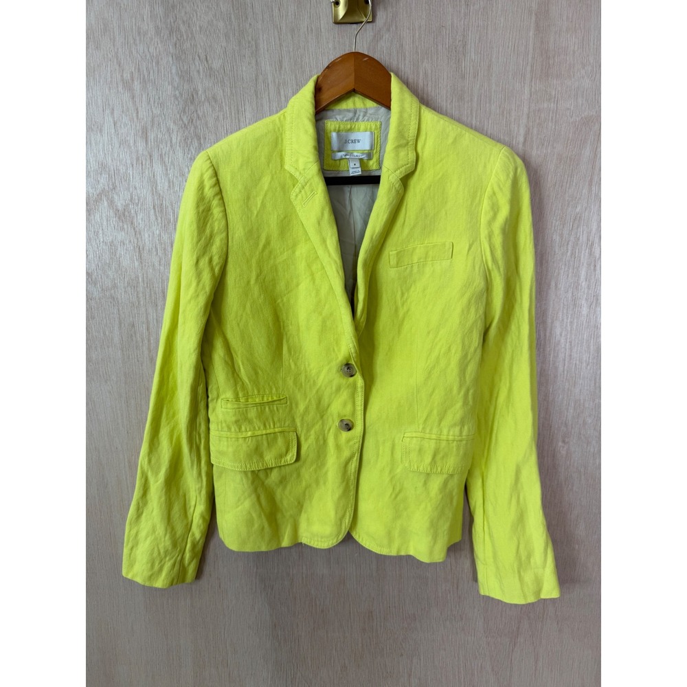J.Crew Schoolboy Blazer Neon Yellow Lime Green Size 6 Two Button Jacket